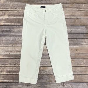 NYDJ Cuffed Capri Short Pants Rhinestone Buttons